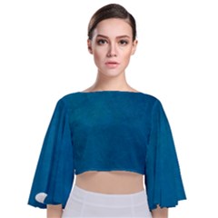 Blue Stone Texture Grunge, Stone Backgrounds Tie Back Butterfly Sleeve Chiffon Top by nateshop