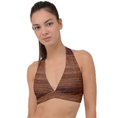 Brown Wooden Texture Halter Plunge Bikini Top by nateshop