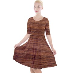 Brown Wooden Texture Quarter Sleeve A-line Dress