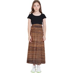 Brown Wooden Texture Kids  Flared Maxi Skirt by nateshop