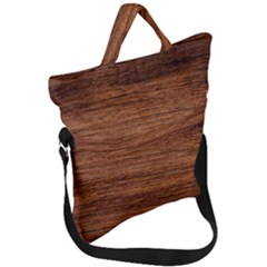 Brown Wooden Texture Fold Over Handle Tote Bag by nateshop