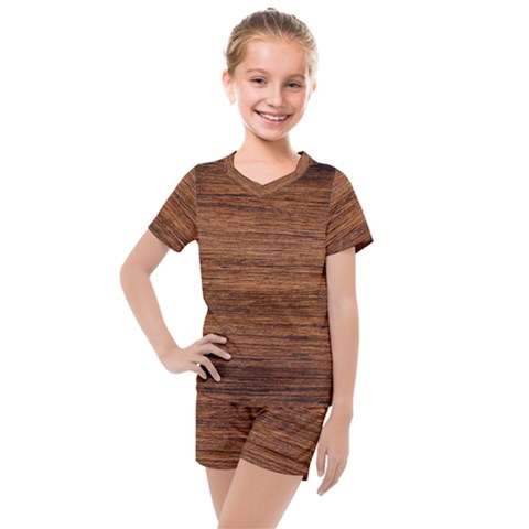 Brown Wooden Texture Kids  Mesh T-shirt And Shorts Set by nateshop