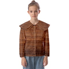 Brown Wooden Texture Kids  Peter Pan Collar Blouse by nateshop