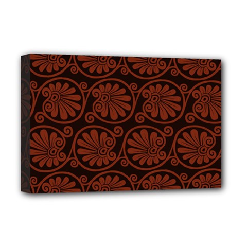 Brown Floral Pattern Floral Greek Ornaments Deluxe Canvas 18  X 12  (stretched) by nateshop