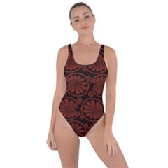 Brown Floral Pattern Floral Greek Ornaments Bring Sexy Back Swimsuit by nateshop