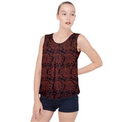 Brown Floral Pattern Floral Greek Ornaments Bubble Hem Chiffon Tank Top by nateshop