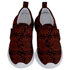 Brown Floral Pattern Floral Greek Ornaments Kids  Velcro No Lace Shoes by nateshop