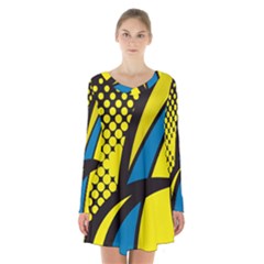 Colorful Abstract Background Art Long Sleeve Velvet V-neck Dress by nateshop