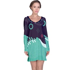 Colorful Background, Material Design, Geometric Shapes Long Sleeve Nightdress