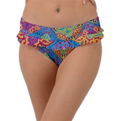 Colorful Floral Ornament, Floral Patterns Frill Bikini Bottoms by nateshop