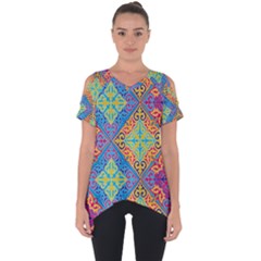 Colorful Floral Ornament, Floral Patterns Cut Out Side Drop T-shirt by nateshop