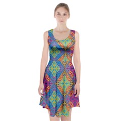 Colorful Floral Ornament, Floral Patterns Racerback Midi Dress by nateshop