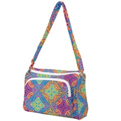 Colorful Floral Ornament, Floral Patterns Front Pocket Crossbody Bag by nateshop