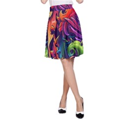 Colorful Floral Patterns, Abstract Floral Background A-line Skirt by nateshop