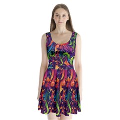 Colorful Floral Patterns, Abstract Floral Background Split Back Mini Dress  by nateshop