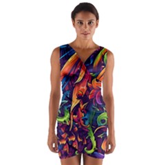 Colorful Floral Patterns, Abstract Floral Background Wrap Front Bodycon Dress by nateshop