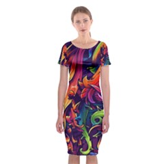 Colorful Floral Patterns, Abstract Floral Background Classic Short Sleeve Midi Dress by nateshop
