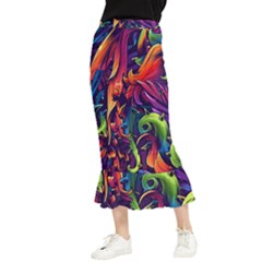 Colorful Floral Patterns, Abstract Floral Background Maxi Fishtail Chiffon Skirt