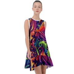 Colorful Floral Patterns, Abstract Floral Background Frill Swing Dress by nateshop
