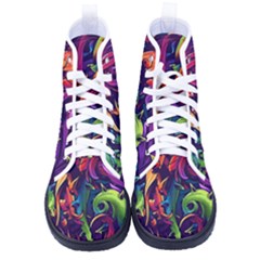 Colorful Floral Patterns, Abstract Floral Background Women s High-top Canvas Sneakers by nateshop