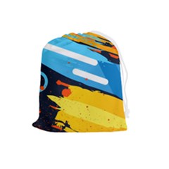 Colorful Paint Strokes Drawstring Pouch (large) by nateshop