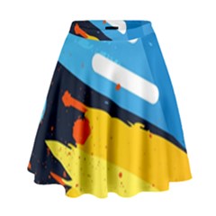 Colorful Paint Strokes High Waist Skirt by nateshop