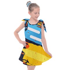 Colorful Paint Strokes Kids  Tie Up Tunic Dress