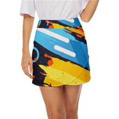 Colorful Paint Strokes Mini Front Wrap Skirt by nateshop