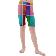Colorful Squares, Abstract, Art, Background Kids  Mid Length Swim Shorts by nateshop