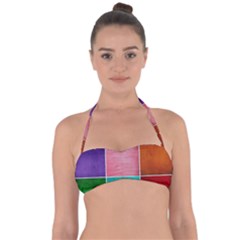 Colorful Squares, Abstract, Art, Background Tie Back Bikini Top by nateshop