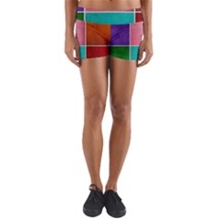 Colorful Squares, Abstract, Art, Background Yoga Shorts by nateshop