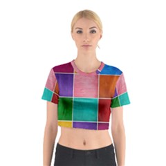 Colorful Squares, Abstract, Art, Background Cotton Crop Top by nateshop