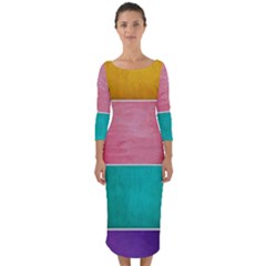 Colorful Squares, Abstract, Art, Background Quarter Sleeve Midi Bodycon Dress by nateshop