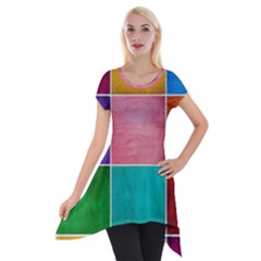 Colorful Squares, Abstract, Art, Background Short Sleeve Side Drop Tunic by nateshop