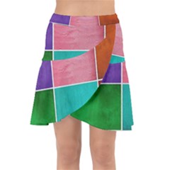 Colorful Squares, Abstract, Art, Background Wrap Front Skirt by nateshop