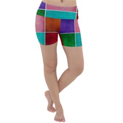 Colorful Squares, Abstract, Art, Background Lightweight Velour Yoga Shorts by nateshop