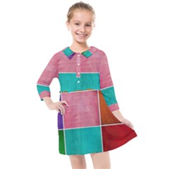 Colorful Squares, Abstract, Art, Background Kids  Quarter Sleeve Shirt Dress by nateshop