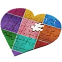 Colorful Squares, Abstract, Art, Background Wooden Puzzle Heart View2