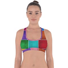 Colorful Squares, Abstract, Art, Background Cross Back Hipster Bikini Top  by nateshop