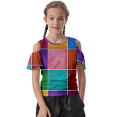 Colorful Squares, Abstract, Art, Background Kids  Butterfly Cutout T-shirt by nateshop