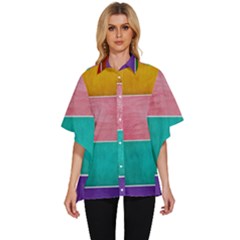 Colorful Squares, Abstract, Art, Background Women s Batwing Button Up Shirt