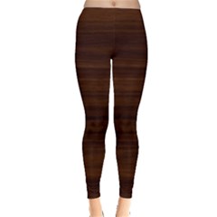 Dark Brown Wood Texture, Cherry Wood Texture, Wooden Everyday Leggings  by nateshop