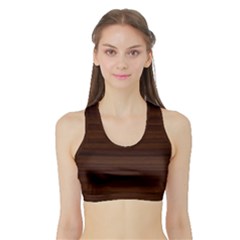 Dark Brown Wood Texture, Cherry Wood Texture, Wooden Sports Bra With Border by nateshop