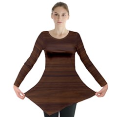 Dark Brown Wood Texture, Cherry Wood Texture, Wooden Long Sleeve Tunic  by nateshop