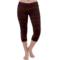 Dark Brown Wood Texture, Cherry Wood Texture, Wooden Capri Yoga Leggings by nateshop