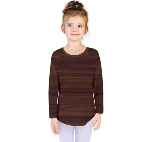 Dark Brown Wood Texture, Cherry Wood Texture, Wooden Kids  Long Sleeve T-shirt by nateshop