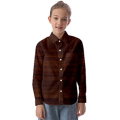 Dark Brown Wood Texture, Cherry Wood Texture, Wooden Kids  Long Sleeve Shirt by nateshop