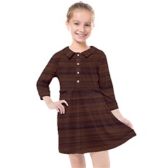 Dark Brown Wood Texture, Cherry Wood Texture, Wooden Kids  Quarter Sleeve Shirt Dress by nateshop