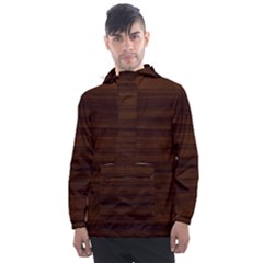 Dark Brown Wood Texture, Cherry Wood Texture, Wooden Men s Front Pocket Pullover Windbreaker by nateshop