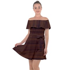 Dark Brown Wood Texture, Cherry Wood Texture, Wooden Off Shoulder Velour Dress by nateshop